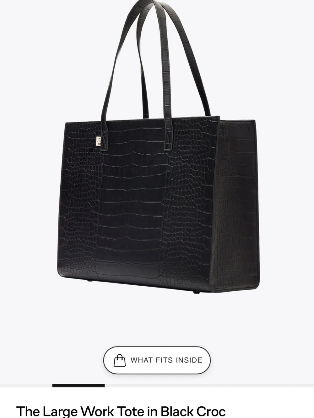 BEIS Black Croc Large Work Tote